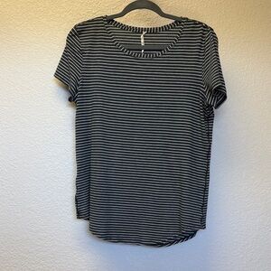 lululemon athletica Dark Gray and White Striped Tee
